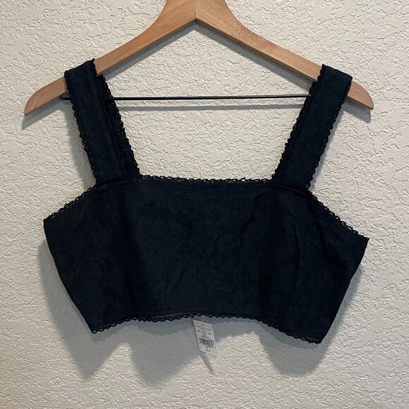 American Eagle Outfitters Tops - American Eagle Black Lace Cropped Bra Top L NWT